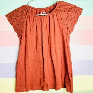 Oshkosh girls blouse eyelet flutter sleeves size 12